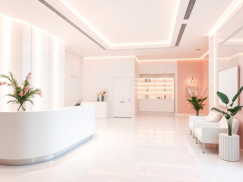 Recepción moderna de una clínica estética profesional