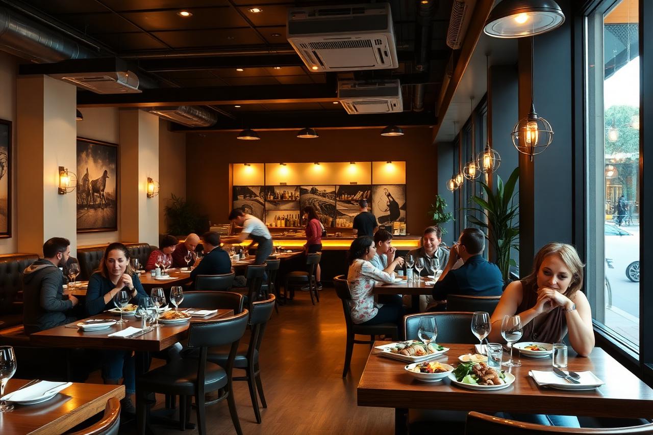 Restaurante con clientes disfrutando de una comida